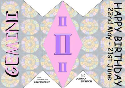 Diamond Fold Zodiac Card - Gemini