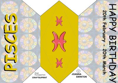 Diamond Fold Zodiac Card - Pisces