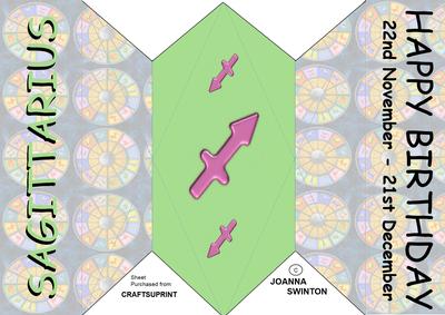 Diamond Fold Zodiac Card - Sagittarius