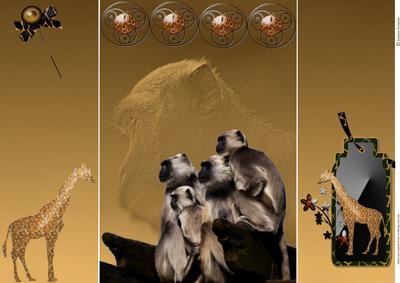 Giraffe and Monkey Gate Fold Card