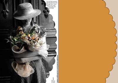Scallopped B&w Girl with Flowers