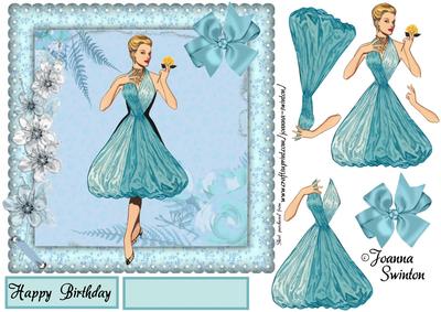 Art Deco Teal Lady Card
