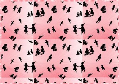 Silhouettes of Children in Pink