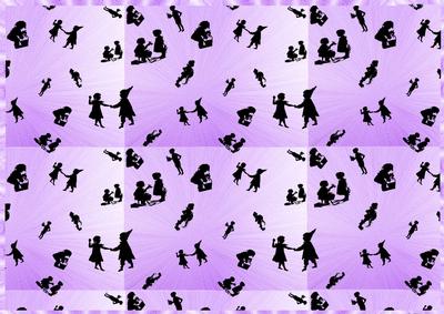 Silhouettes of Children in Lilac