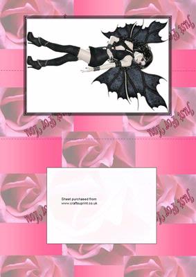 Black Fairy on a Rose Background