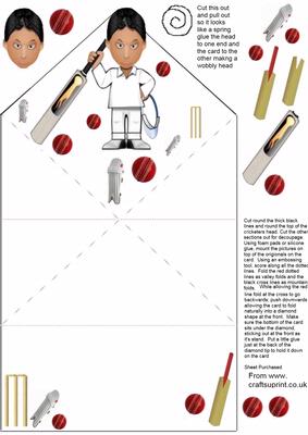 Decoupage Cricketer with a Wobbly Head