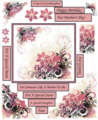 Wavy Corner Beautiful Pink Flower Card
