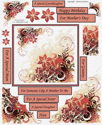 Wavy Corner Red Floral Card with Texture