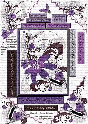 Wavy Corner Mosaic Purple Flower