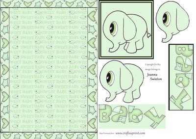 Baby Elephant in Green