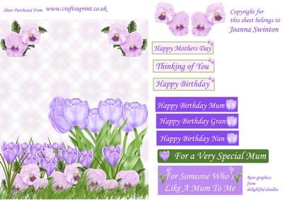 Beautiful Tulip, Crocus & Pansy Card