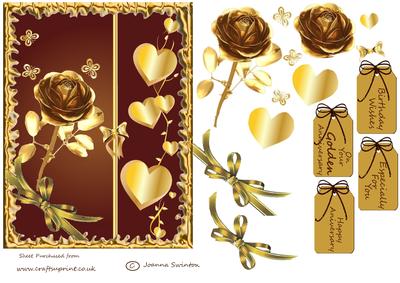 Golden Rose, Hearts & Butterflies