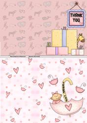 Thank You Baby Girl Cards x 2