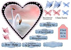 Heart Swans Stagger Fold Card