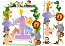 Animal First Birthday Card