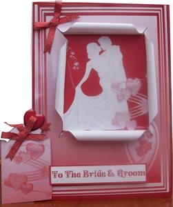 Open Front Red/pink Wedding Card