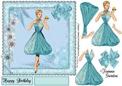 Art Deco Teal Lady Card