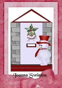 Snowman at the Christmas Door