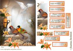 Bird & Lily Bookmark Card