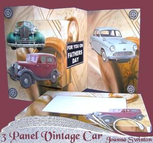3 Panel Vintage Car Card