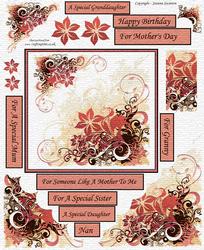 Wavy Corner Red Floral Card with Texture