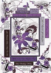 Wavy Corner Mosaic Purple Flower