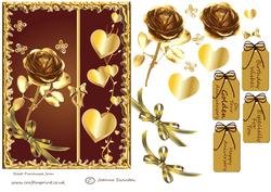 Golden Rose, Hearts & Butterflies