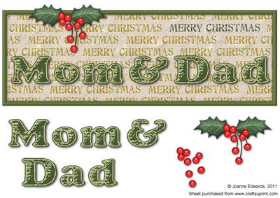 Mom & Dad Merry Christmas Holly Large Dl