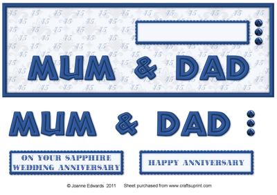Mum & Dad Sapphire Anniversary Large Dl