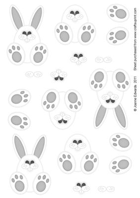 Bunny Step by Step Toppers - Grey