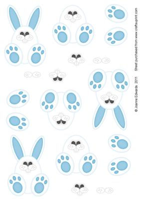 Bunny Step by Step Toppers - Blue