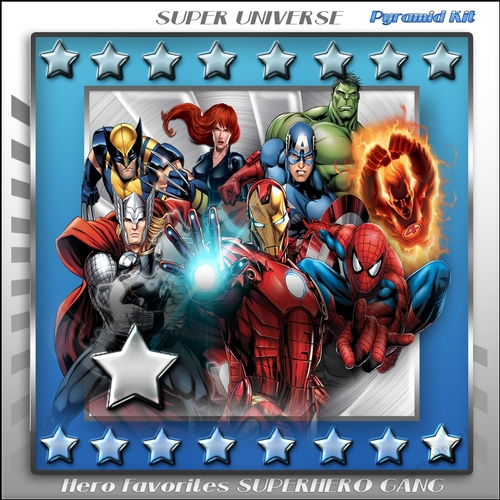 Superhero Gang Pyramid Card Front Kit.