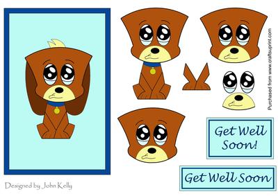 Get Well Soon Puppy - Decoupage
