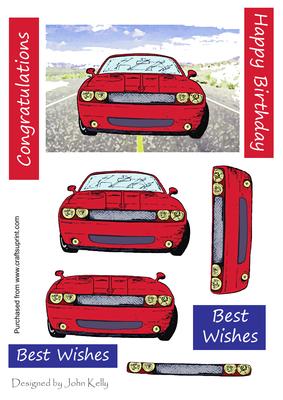 Red Car - Decoupage