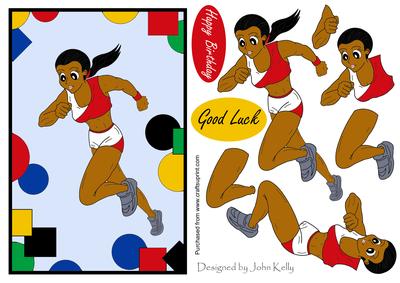 Athletics - Running Girl Red, Decoupage
