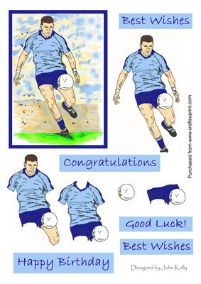 Gaelic Footballer Blue Shirt - Decoupage