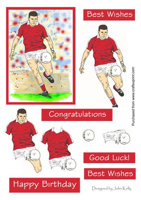 Gaelic Footballer Red Shirt - Decoupage