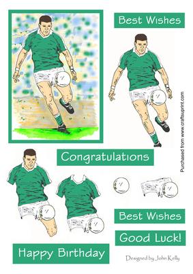 Gaelic Footballer with Green Shirt - Decoupage