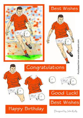 Gaelic Footballer with Orange Shirt - Decoupage