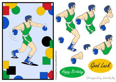Boxer in Green - Decoupage Sheet