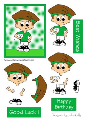 Rugby Boy (green) - Decoupage