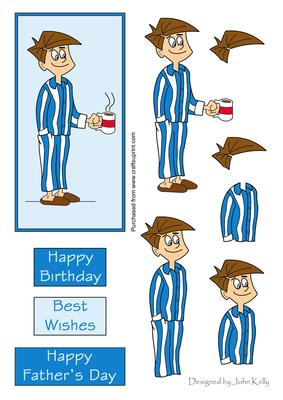 Happy Father's Day (light Blue) - Decoupage