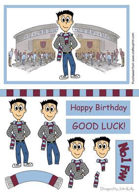 Football Fan (claret & Blue) - Decoupage