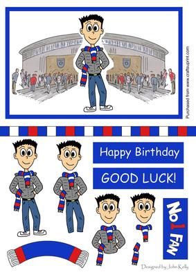 Football Fan (blue, White & Red) - Decoupage