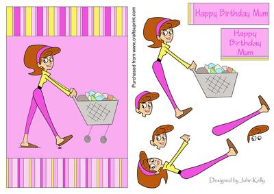 Happy Birthday Mum (pink) - Decoupage