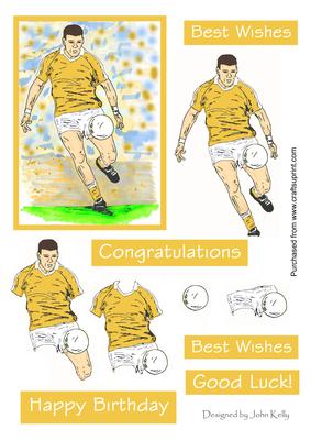 Gaelic Footballer with Gold Shirt - Decoupage