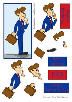 Happy Father's Day (working Dad in Blue) - Decoupage