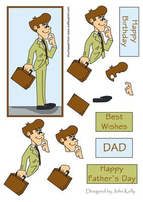 Happy Father's Day (working Dad in Beige) - Decoupage