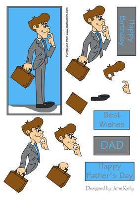 Happy Father's Day (working Dad in Grey) - Decoupage