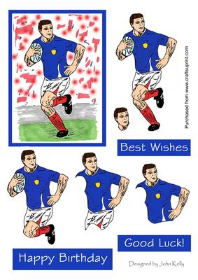 Rugby (blue, White & Red) - Decoupage